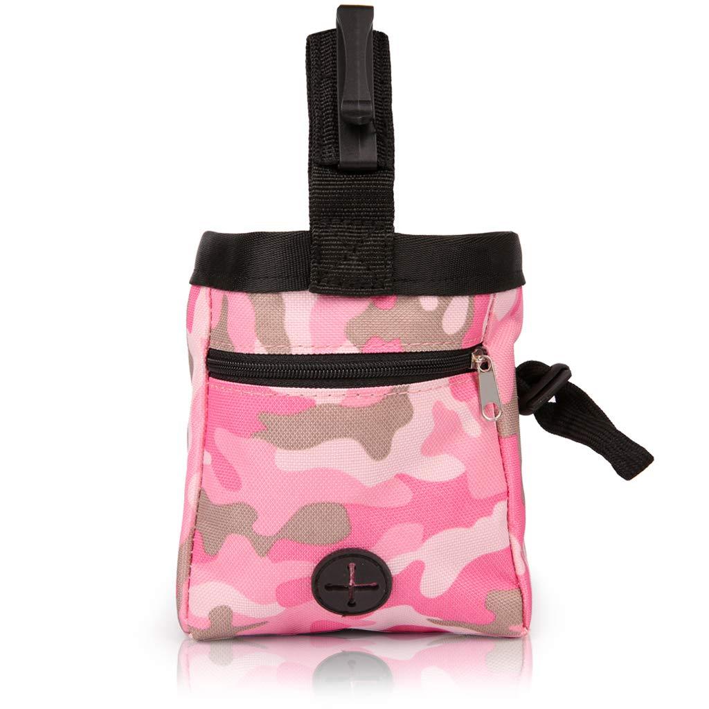 [Australia] - Dog Treat Pouch Training Bag with Clip, Outdoor Training Dog Snack Reward Waist Pocket Pet Feed Training Pouch Pink/Green 