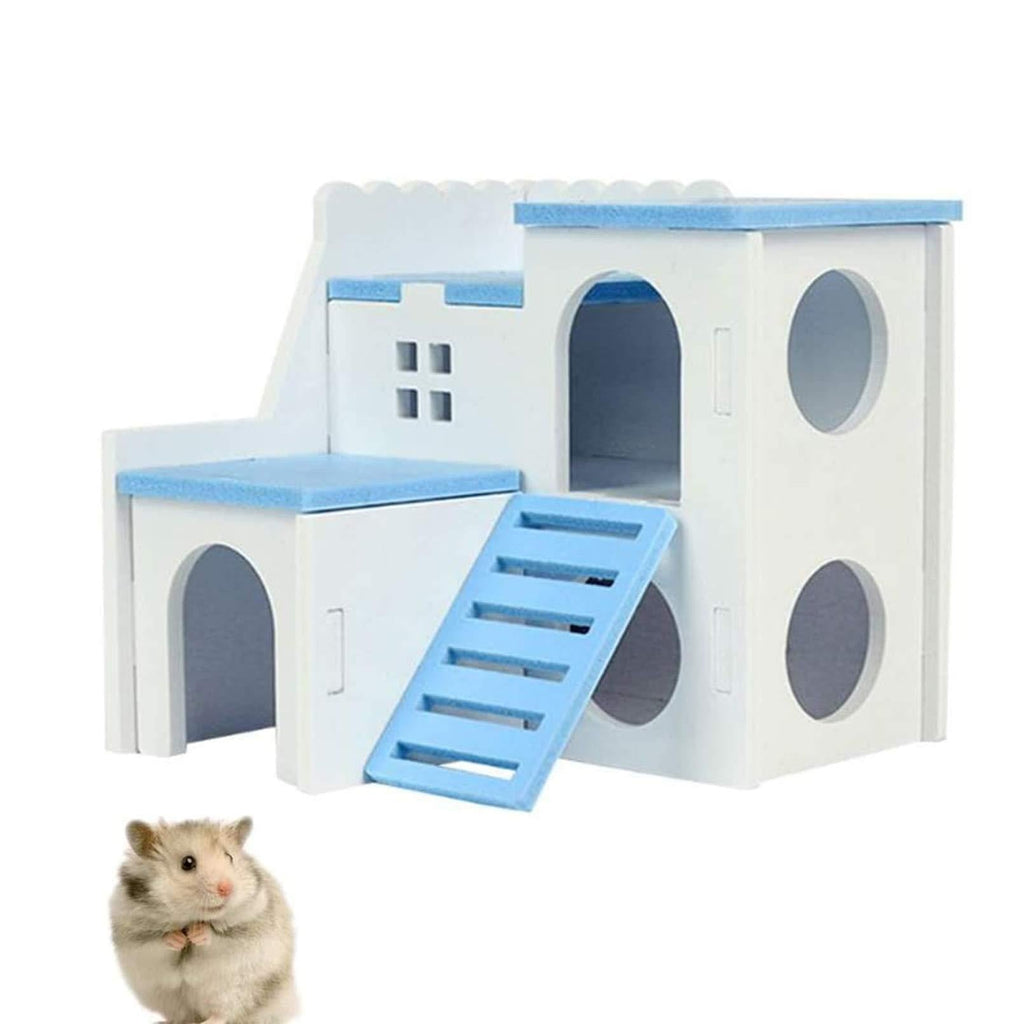 kathson Wooden Hamster House Hideout Hut Rat Hideaway Exercise Toys for for Small Animals Like Dwarf Hamster and Mouse Blue - PawsPlanet Australia