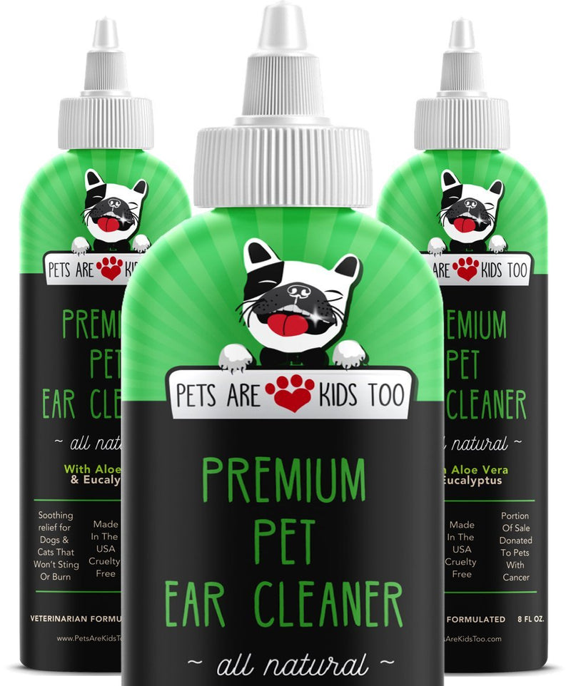 Cat & Dog Ear Cleaner Solution - Itch Relief for Dogs and Cats to Eliminate Head Shaking - Clear, No Mess Formula Vet Formulated Natural Pet Ear Treatment with Aloe Vera & Eucalyptus 8oz - 1 bottle - PawsPlanet Australia