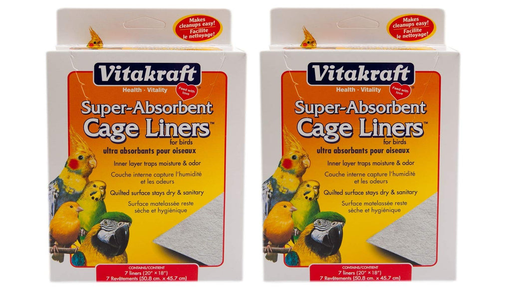 Vitakraft 512071 7-Pack Super Absorbent Cage Liners for Birds, 20" X 18" (2 Pack) - PawsPlanet Australia