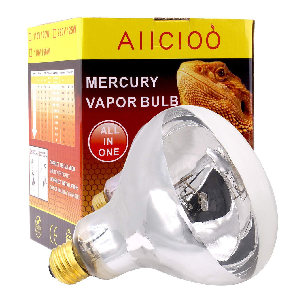 [Australia] - UV-B Reptile Light - 160W U/VA U/VB Reptile Light Mercury Vapor Bulb High Intensity Sun Simulating Bulb Lamp for Reptile and Amphibian Use (160W) 