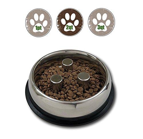 [Australia] - Top Dog Chews Brake-Fast Slow Feed Stainless Steel Bowls 2 Quart, 64oz, 5 Cups 