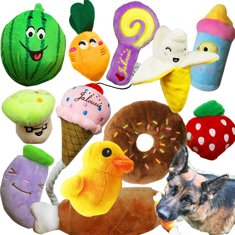 Jalousie 12 Pack Plush Animal Dog Toy Dog Squeaky Toys Cute Pet Plush Toys Stuffed Puppy Chew Toys for Small Medium Dog Puppy Pets - Bulk Dog Toys (12 Pack Cute) - PawsPlanet Australia