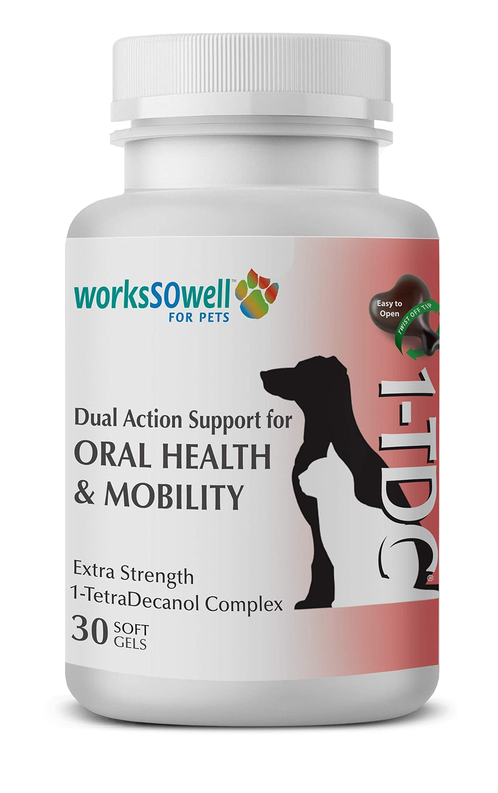 1TDC Dual Action Natural Support – Twist Off Soft Gels – Delivers 4 Major Health Benefits for Dogs & Cats – Supports Oral Health, Hip & Joint Health, Muscle & Stamina Recovery, Skin & Coat Health 30 - PawsPlanet Australia