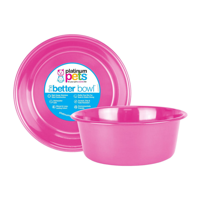 [Australia] - Platinum Pets Heavy Duty Stainless Steel Cat/Dog Bowl Medium Bubble Gum Pink 