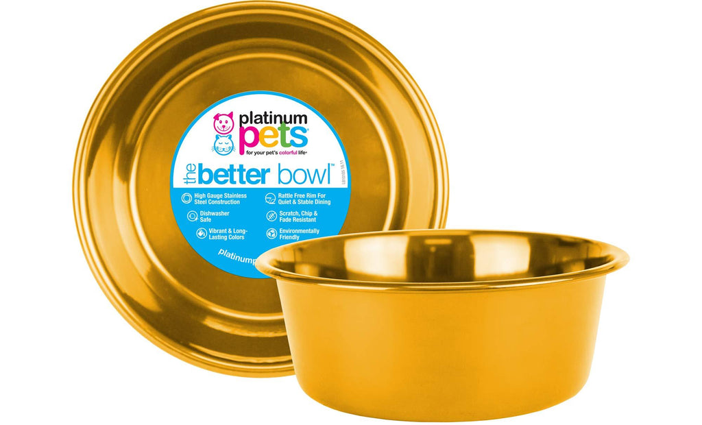 [Australia] - Platinum Pets Heavy Duty Stainless Steel Cat/Dog Bowl Small 24K Gold 