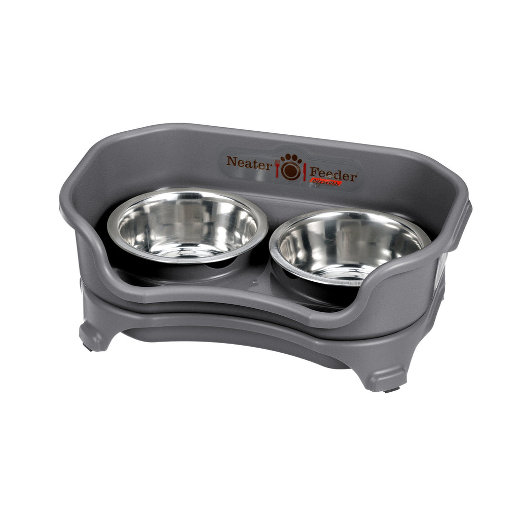 [Australia] - Neater Feeder Express Elevated Dog and Cat Bowls - Raised Pet Dish - Stainless Steel Food and Water Bowls for Small to Large Dogs and Cats Small Dog Gunmetal 