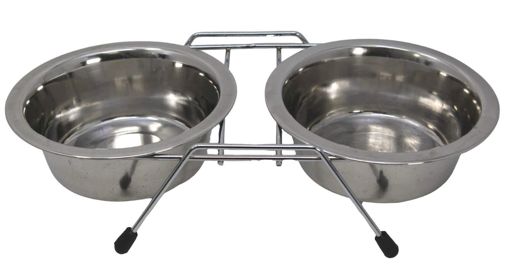 [Australia] - 800034 2-in-1 Stainless Steel Double Pet Diner 1pt Parrot cage Toy Toys Travel 