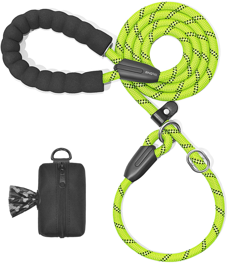 iYoShop 6 FT Durable Slip Lead Dog Leash with Zipper Pouch, Padded Handle and Highly Reflective Threads, Dog Training Leash, Medium (3/8" x 6FT, 8-35 lbs) | Large (1/2" x 6FT, 35-150 lbs) Green - PawsPlanet Australia