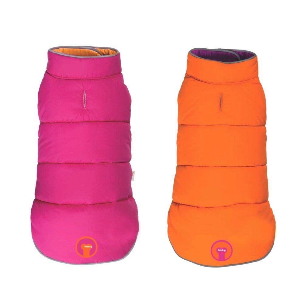 [Australia] - fabdog Reversible Puffer Dog Coat Hot Pink/Orange 10" 