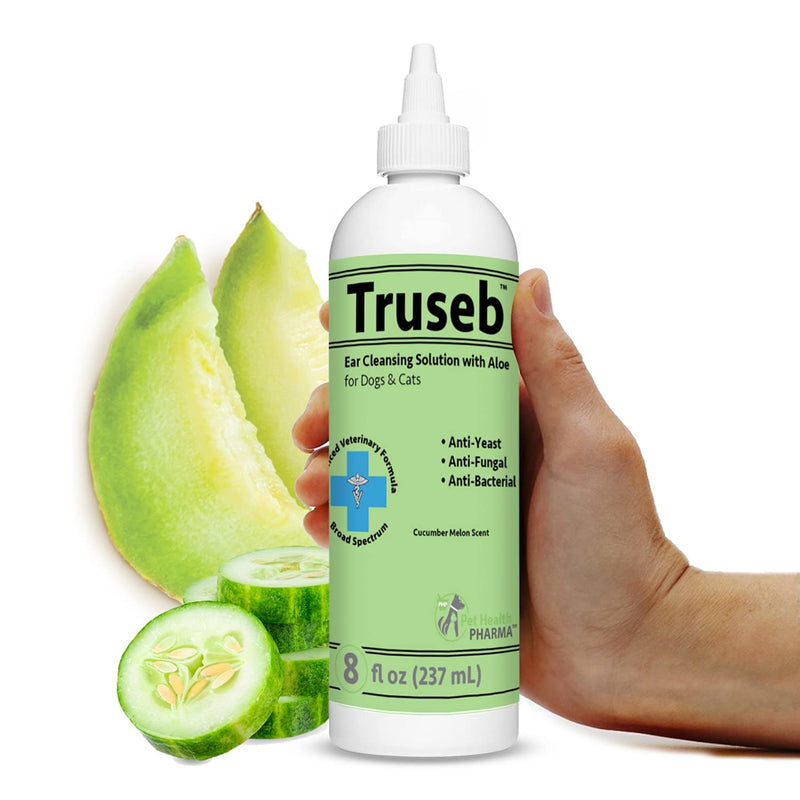 Pet Health Pharma Truseb |#1 Ear Cleaner for Dogs and Cats - Otic Rinse for Infections and Controlling Ear Infections and Odor in Pets - 8 oz (Cucumber Melon) - PawsPlanet Australia