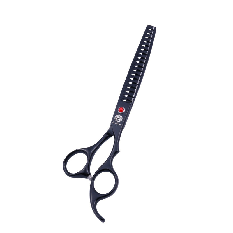 [Australia] - Purple Dragon 7.0" Professional Pet Grooming Scissors - Dog Chunker Shears - Adult Animal Thinning/Blending Hair Trimmer for Pet Groomer or Family DIY black 