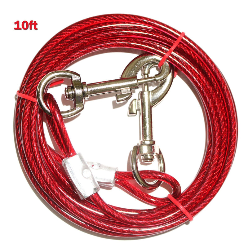 [Australia] - NEODIKO 10ft Dog Tie Out Cable, Tie-Out Cable for Pet Dogs Up to 60 Pounds Red 