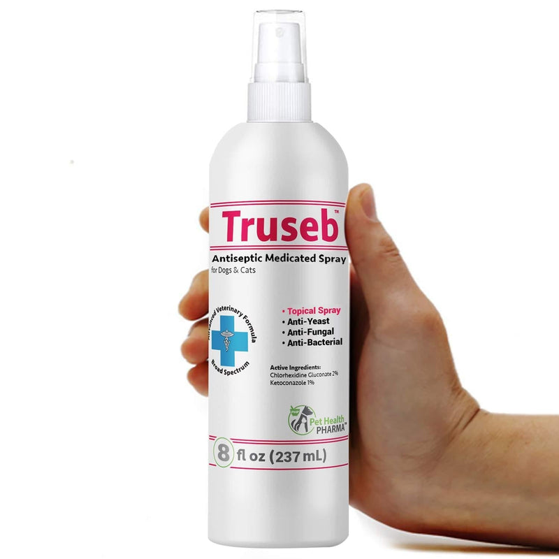 Truseb | #1 Chlorhexidine Spray for Dogs & Cats - Ketoconazole with Aloe & Vitamin E, Medicated, Relieve Paw Licking, Hot Spots, Ringworm, Acne(USA) 8 Oz - PawsPlanet Australia