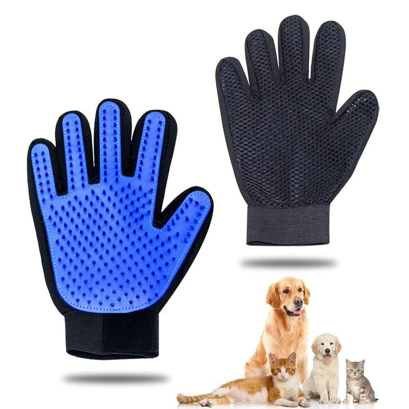 [Australia] - Pet Grooming Glove - Gentle Pet Hair Remover Mitt - True Touch Deshedding Glove for Cats, Dogs for Long & Short Fur - Enhanced Five Finger Design for Cat Grooming Gloves Brush(One Pair) 