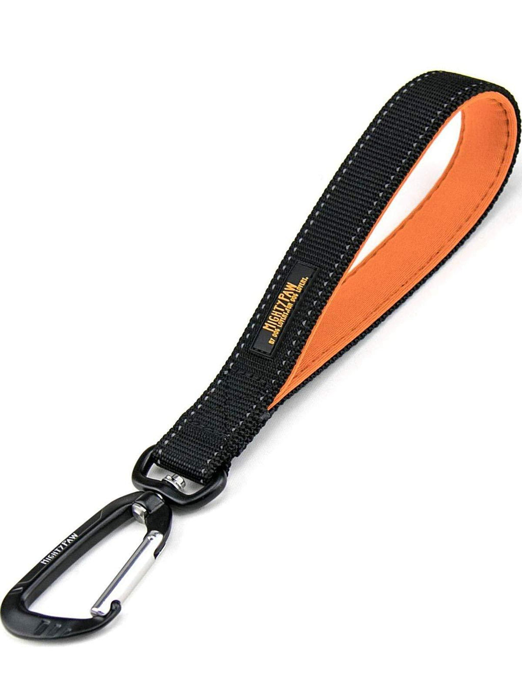 [Australia] - Mighty Paw Training Tab, 10” Short Dog Leash, Padded Handle, Strong Traffic Pet Lead with Carabiner Clip, Perfect for Large or Medium Dogs Black 