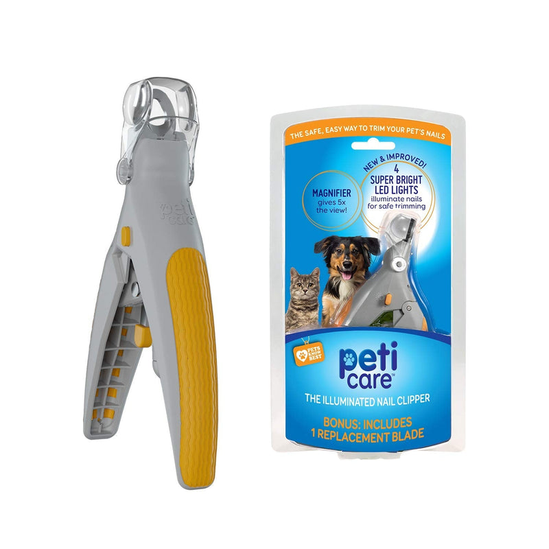 Allstar Innovations PetiCare LED Light Pet Nail Clipper- Great for Trimming Cats & Dogs Nails & Claws, 5X Magnification That Doubles as a Nail Trapper, Quick-Clip, Steal Blades - PawsPlanet Australia