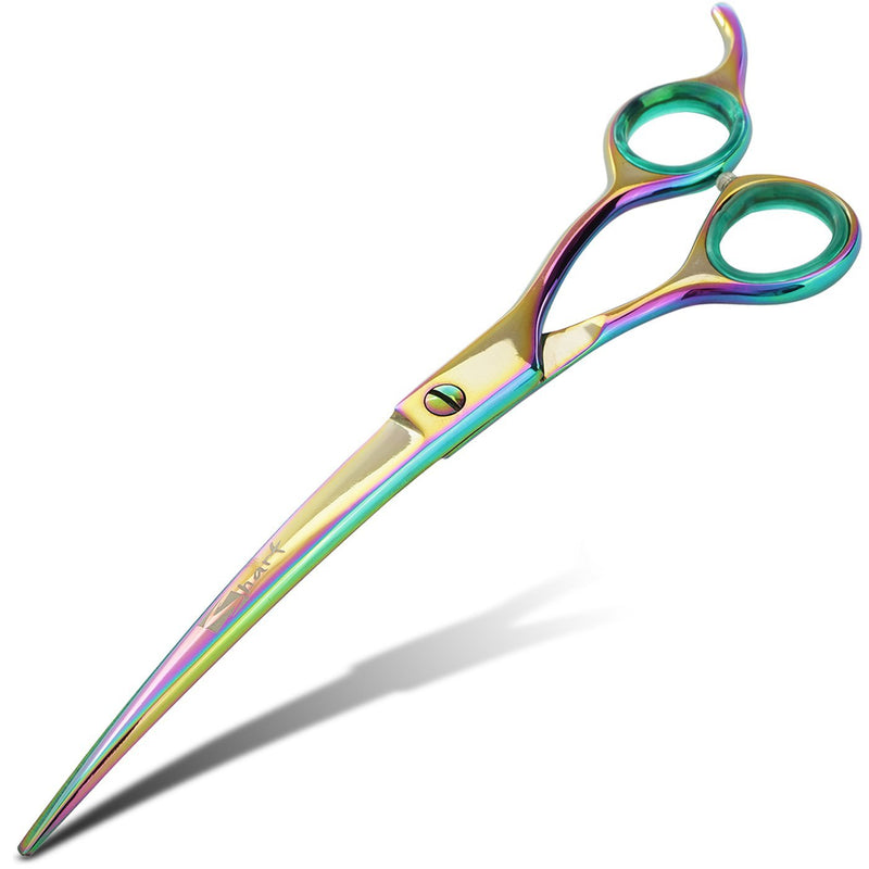 [Australia] - SHARF Professional 8.5" Curved Rainbow Pet Grooming Scissors: Sharp 440c Japanese Clipping Shears for Dogs, Cats & Small Animals| Rainbow Series Hair Cutting/Clipping Scissors w/Easy Grip Handles 