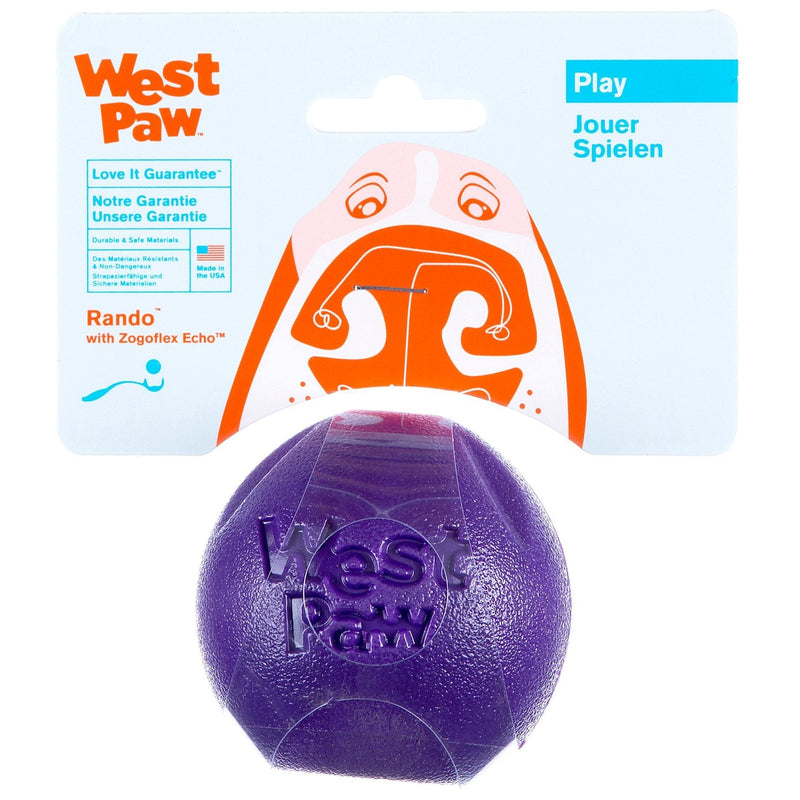 [Australia] - West Paw Rando Squeezy Dog Play Chew Ball Toy with Zogoflex Echo, Made in USA Small Eggplant 