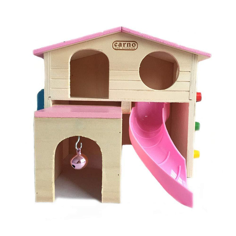 [Australia] - kathson Pet Small Animal Hideout Hamster House with Funny Climbing Ladder Slide Wooden Hut Play Toys Chews for Small Animals Like Dwarf Hamster and Mouse 