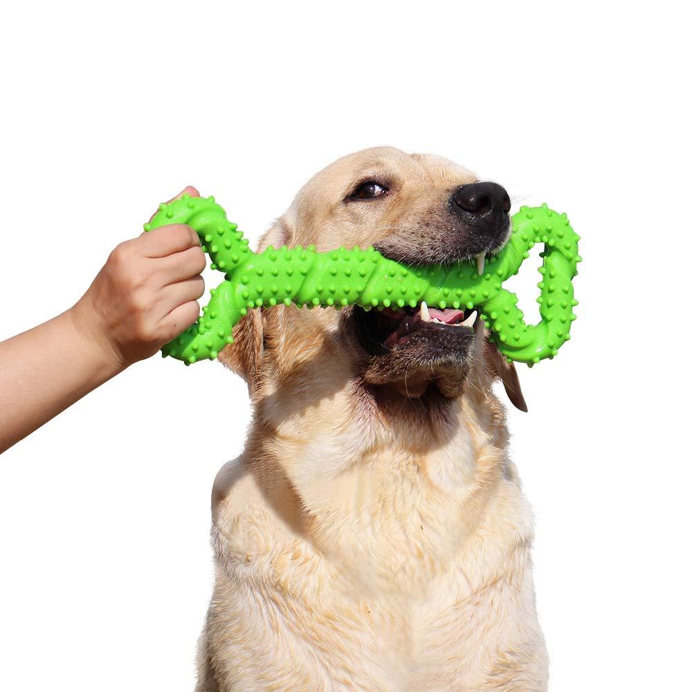 [Australia] - LECHONG Durable Dog Chew Toys 13 Inch Bone Shape Extra Large Dog Toys with Convex Design Strong Tug Toy for Aggressive Chewers Medium and Large Dogs Tooth Cleaning Green 
