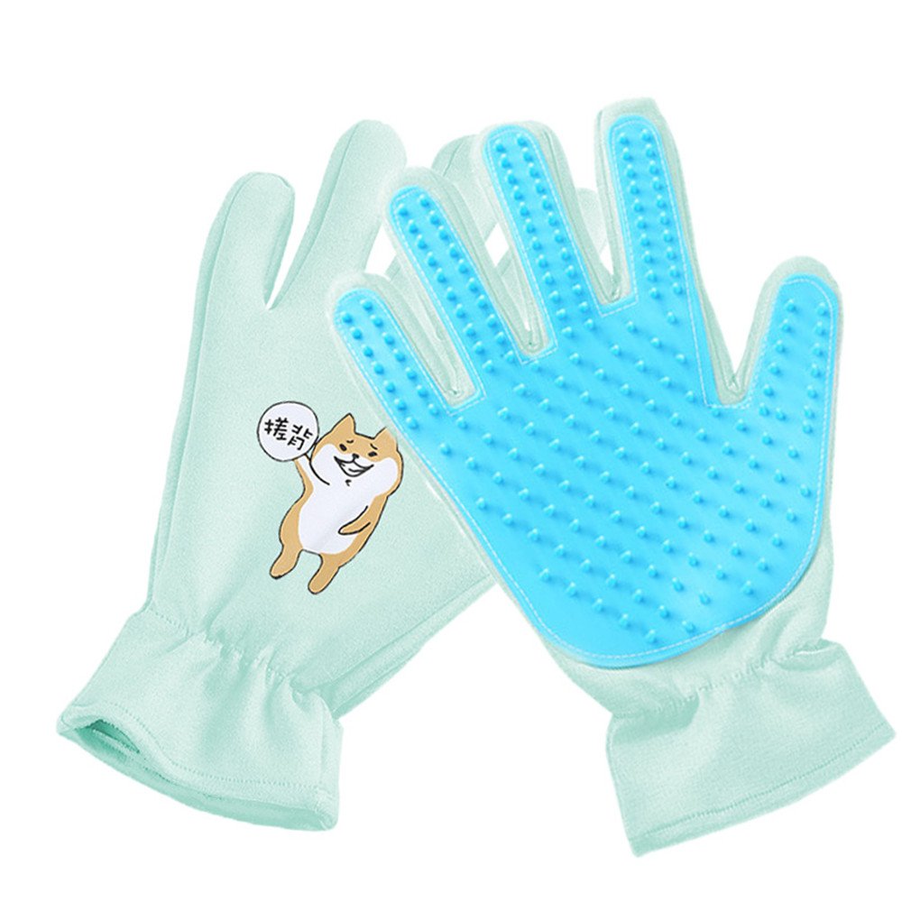 Bluleki Pet Grooming Gloves- Left & Right - for Cats, Dogs & Horses - Hair Remover Glove - Massage Tool with Enhanced Five Finger Design - cat Hair Remover- Ninja Glove Green - PawsPlanet Australia