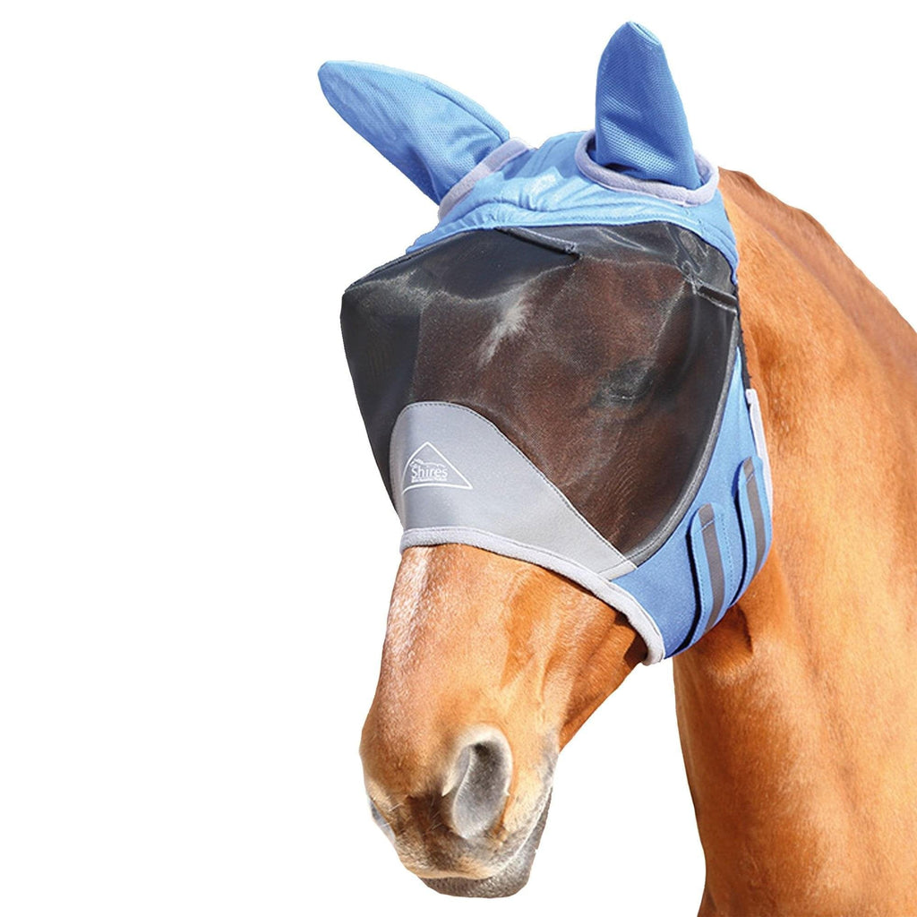 Shires Deluxe Fly Mask with Ears Small Pony Royal Blue - PawsPlanet Australia