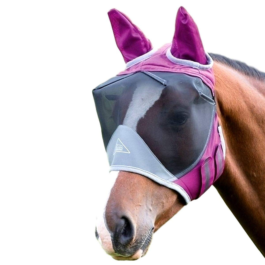 Shires Deluxe Fly Mask with Ears Burgundy Cob - PawsPlanet Australia