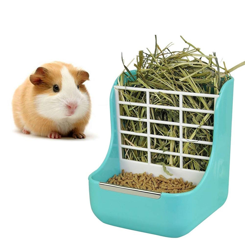 2 in 1 Food Hay Feeder for Guinea Pig, Rabbit Feeder, Indoor Hay Feeder for Guinea Pig, Rabbit, Chinchilla, Feeder Bowls Use for Grass & Food Blue - PawsPlanet Australia