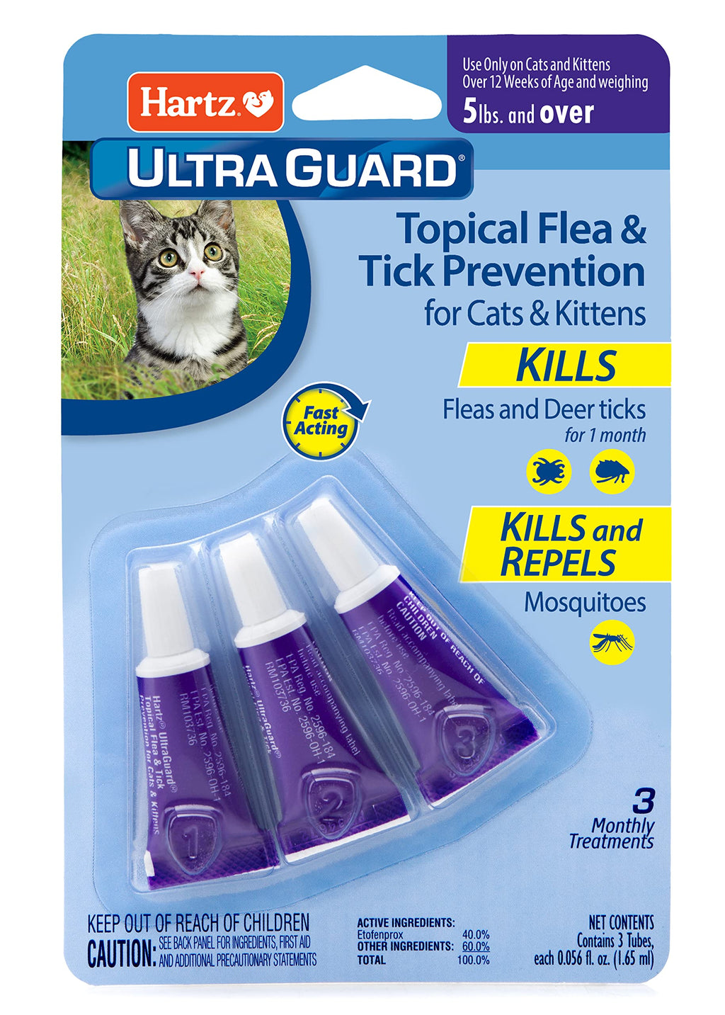 Hartz UltraGuard Topical Flea & Tick Prevention for Cats and Kittens - 3 Monthly Treatments - PawsPlanet Australia