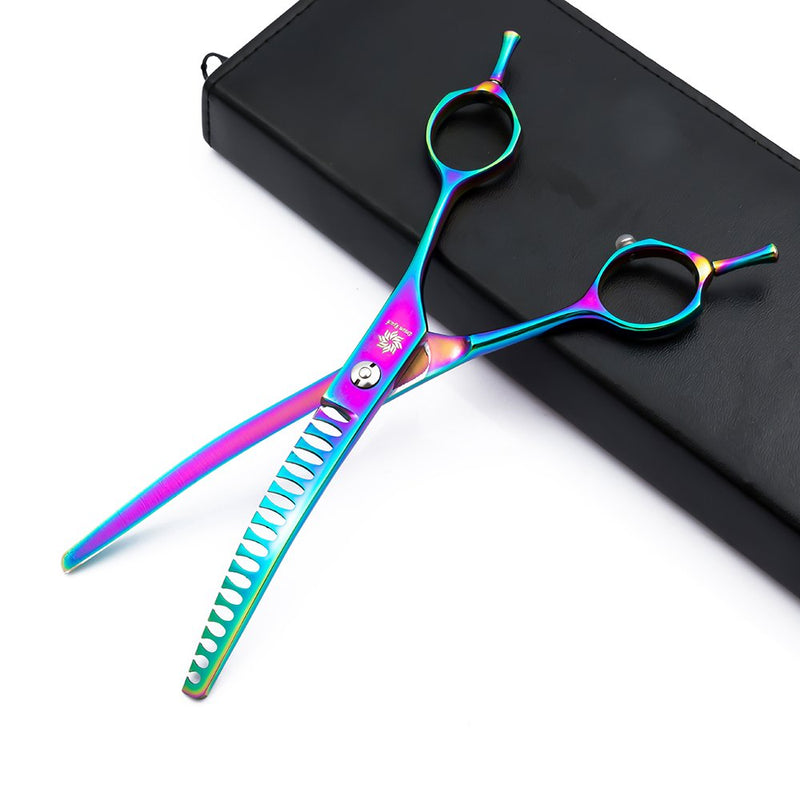 6.5"/8.0'' Professional Chunker Shear Twin Tail Downward Curved Pet Grooming Thinning/Blending Scissors Dog&cat Grooming Chunkers Shear 6.5 inches - PawsPlanet Australia