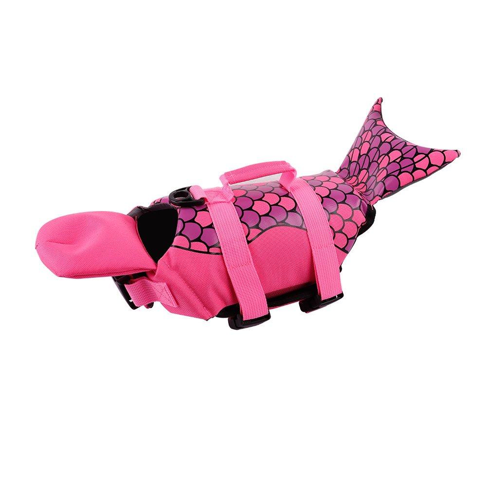 [Australia] - PETCEE Mermaid Dog Life Jacket for Swimming Dog Life Vest with Rescue Handle XS Pink 