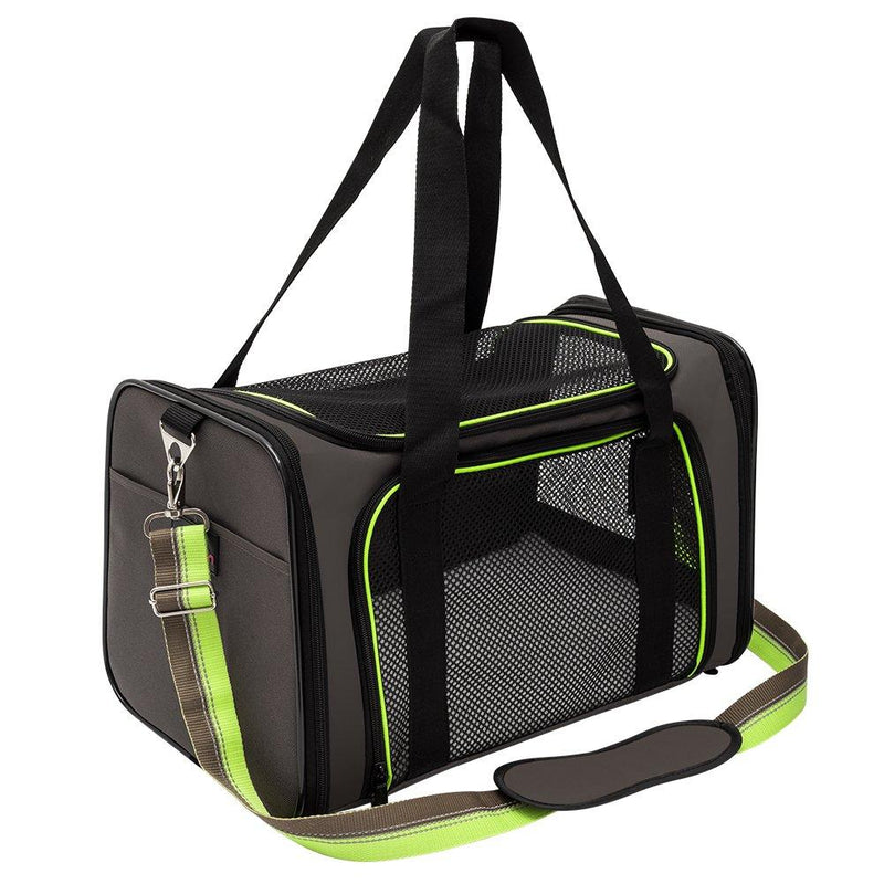 Soft-Sided Pet Travel Carrier, Airline Approved Dog Cat Carrier for Medium Puppy and Cats Green - PawsPlanet Australia