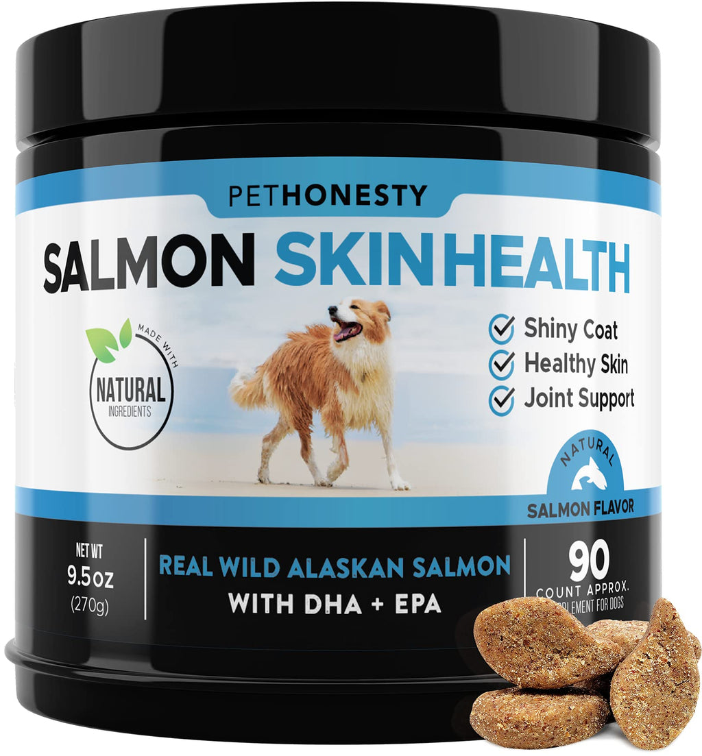 PetHonesty Salmon SkinHealth for Dogs - Omega 3 Fish Oil, All-Natural Wild Alaskan Salmon Chews for Dogs for Healthy Skin & Coat, Helps with Itchy Skin, Dog Allergies, May Reduce Shedding - (90 Ct) - PawsPlanet Australia