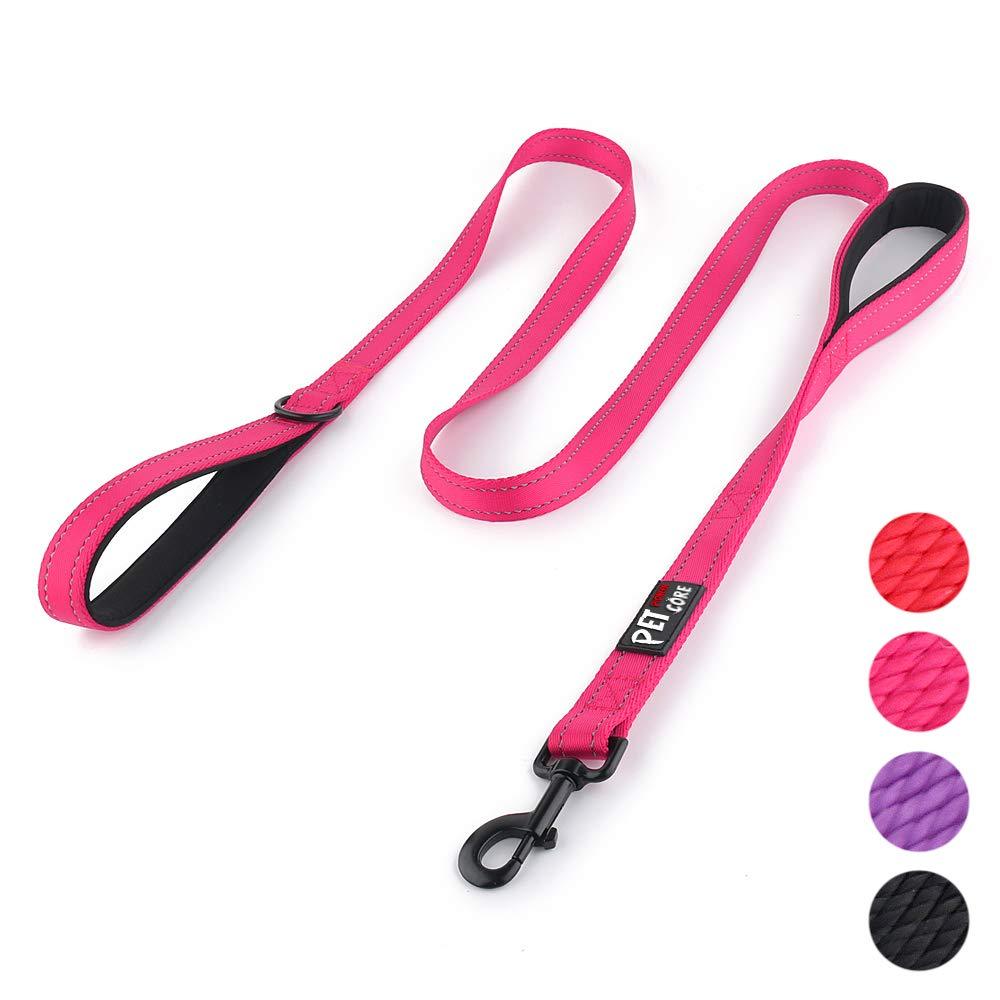 [Australia] - Pioneer Petcore Dog Leash 6ft Long,Traffic Padded Two Handle,Heavy Duty,Reflective Double Handles Lead for Control Safety Training,Leashes for Large Dogs or Medium Dogs,Dual Handles Leads Pink 