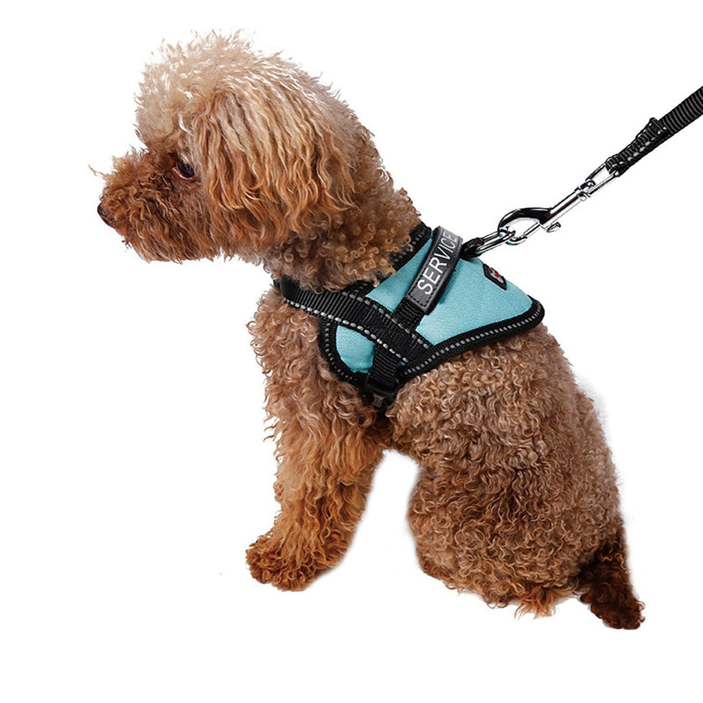 [Australia] - Uheng Service Vest Dog Harness - Adjustable Nylon Dog Vest with Reflective Patches for Small Service Dogs in Training L: Fit for 7-9lbs dogs Blue 