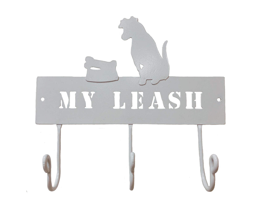 [Australia] - DEI Dog Pet Leash Metal Rack -"My Leash" Hanger (White) White 