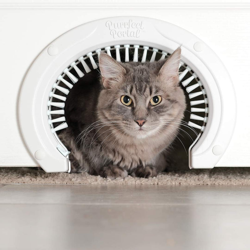 [Australia] - Purrfect Portal Cat Door for Interior Doors with Grooming Brush - Large Pet Cat Pass for Adult Cats up to 20 Lbs - Easy to Install Pet Door w/Brush Plus Detailed Instructions, Screws & Screw Caps 