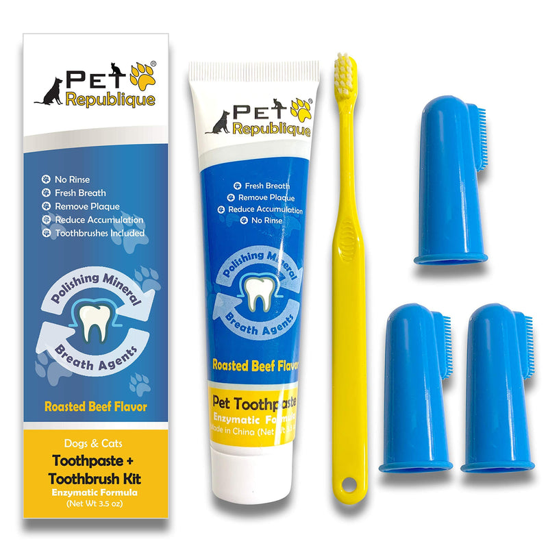 Pet Republique Dog Toothbrush Series Cat and Dog Finger Toothbrush, Handle Toothbrushes, Toothpaste for Dogs, Cats, and Most Pets Toothpaste Kit - PawsPlanet Australia