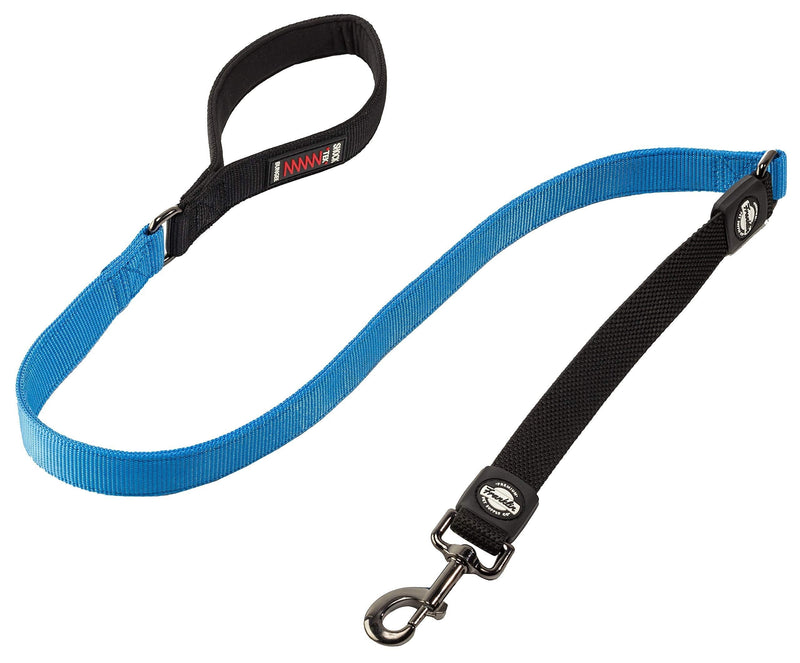 [Australia] - Franklin Pet Supply Nylon Dog Leash — 4-Foot Dog Leash with Shok-Tek Bungee — Helps Prevent Jumping and Pulling — Bright-Colored Nylon Dog Leash for Night Visibility Blue 