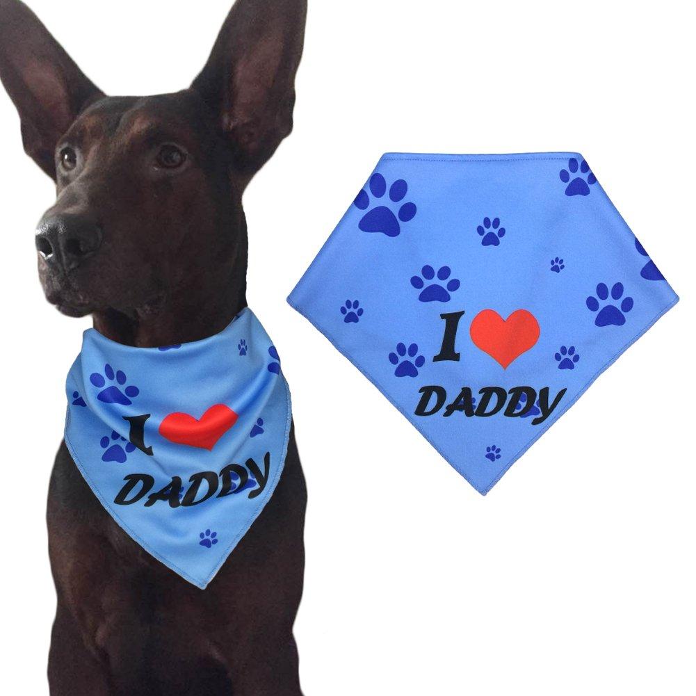 Ggkidsfunpet Father's Day Dog Bandanas Triangle Bibs Scarf Accessories blue - PawsPlanet Australia
