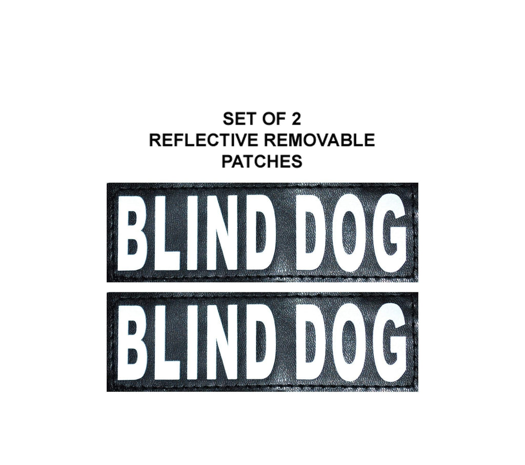 [Australia] - Doggie Stylz Set of 2 Reflective Blind Dog Removable Patches for Service Dog Harnesses & Vests. Medium 4" X 1.5" 