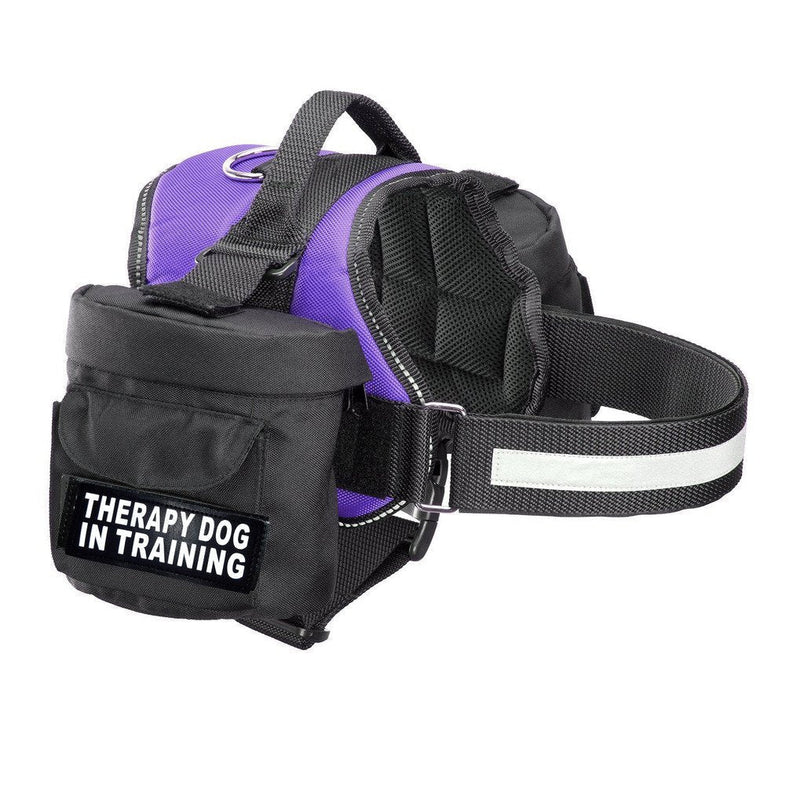 [Australia] - Therapy Dog in Training Harness with Removable Saddle Bag Backpack Harness Carrier Traveling. 2 Removable Patches. Please Measure Dog Before Ordering.… Girth 28-38" Purple 