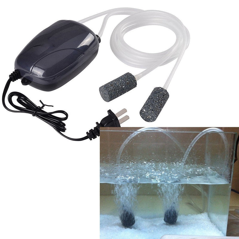 [Australia] - Ultra Silent Air Pump - Energy Efficient Aerator Aquarium Fish Tank Pond Oxygen Air Pump for Hydroponic Fish Pond with 2 Air Stone and 2 Silicone Tube 