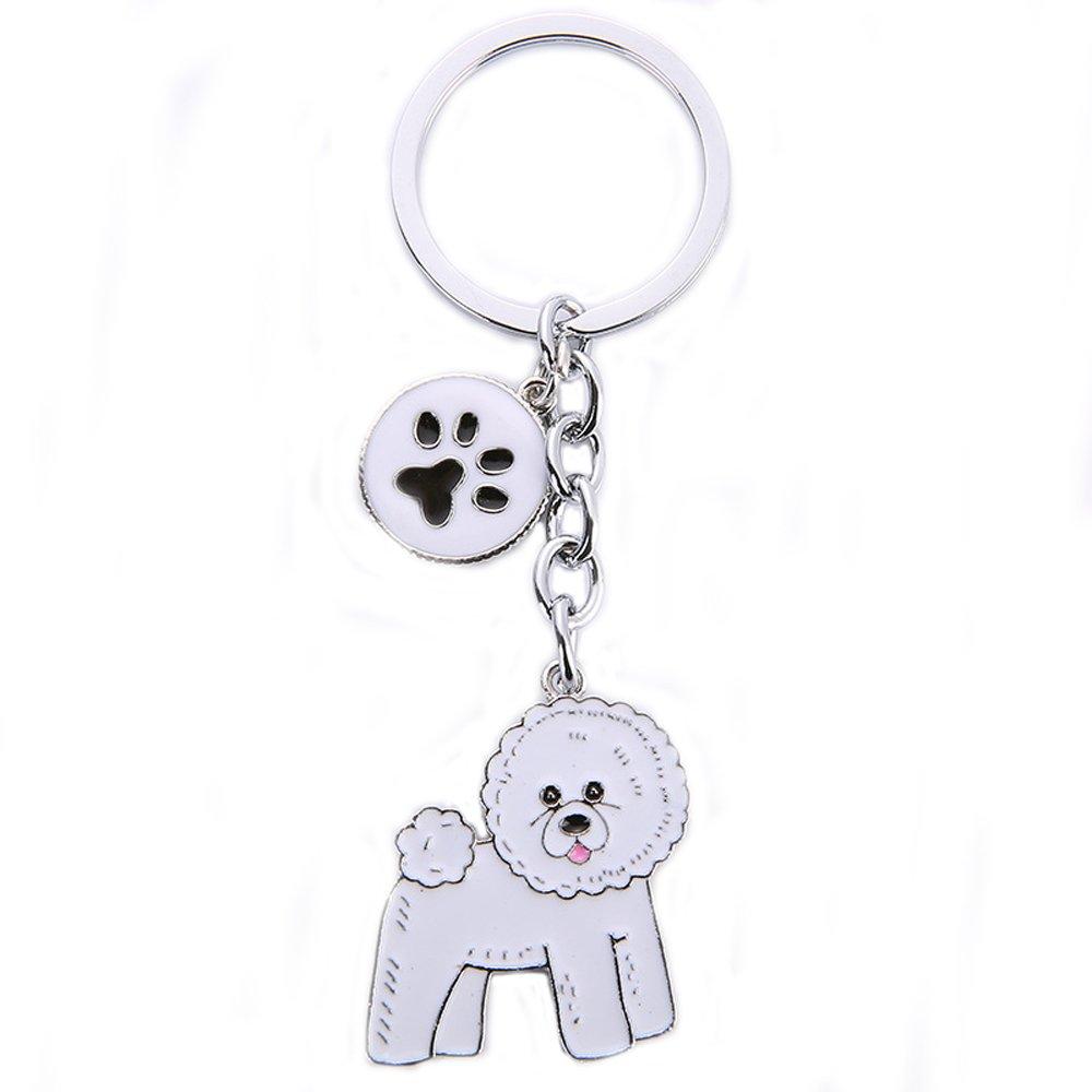 [Australia] - Dog ID Tag,Cute Metal Dog Puppy ID Tag Keychain Keyring Keyfob Car Bag Charm Dog Tag Chains Birthday Christmas Gift (Bichon Frise) Bichon Frise 