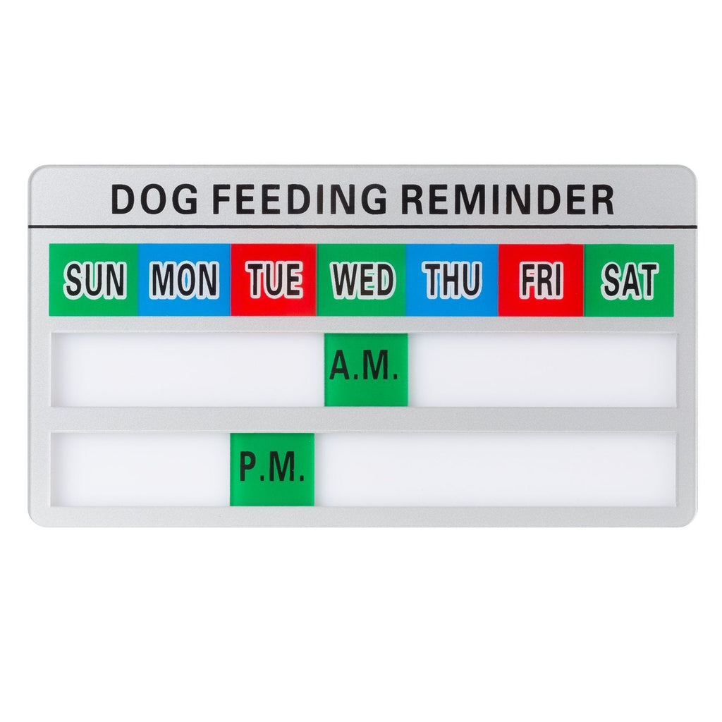 [Australia] - Kichwit Dog Feeding Reminder with Strong Magnets, Double Sided Adhesive Included, 5.4" x 3", Silver 