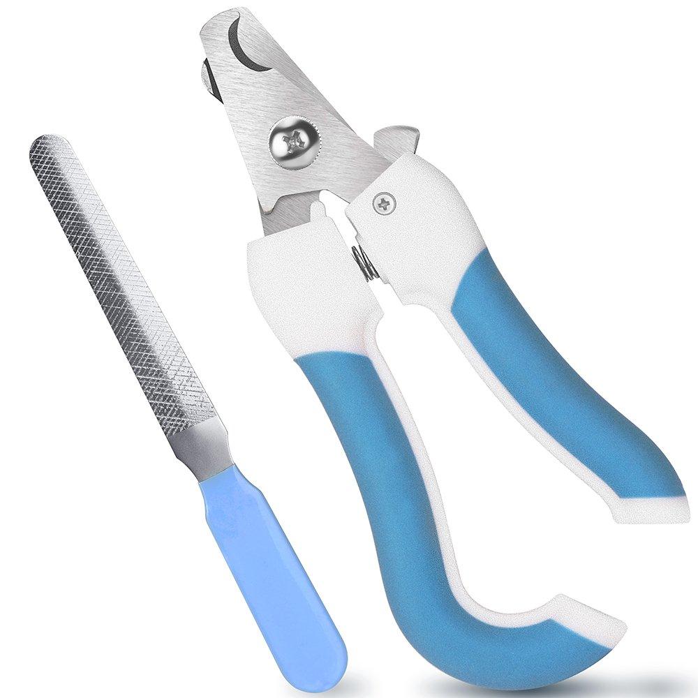 [Australia] - Dog Nail Clippers and Trimmer - Razor Sharp Blades, Safety Guard to Avoid Overcutting, Free Nail File - Start Professional & Safe Pet Grooming at Home (Blue Large) 