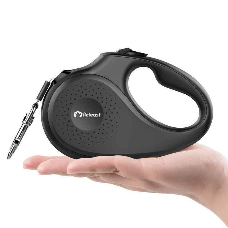 [Australia] - Peteast Retractable Dog Leash, 360° Tangle Free, Heavy Duty 10/16 ft Pet Walking Leash with One-Handed Brake/Pause/Lock for X-Small/Small/Medium/Large Dog or Cat Black 