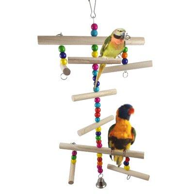 [Australia] - Hypeety Wooden Swings Toy Bridge Perches Stand Ladder for Small Birds Budgie Parakeet Cockatiel Cage Accessories Pet Chewing Hanging Toy Hanging string toy 