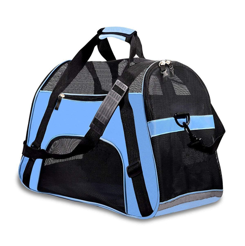 [Australia] - PPOGOO Large Pet Travel Carriers 20.9x10.2x12.6 22lb(10KG) Soft Sided Portable Bags Dogs Cats Airline Approved Dog Carrier,Upgraded Version Blue-C 